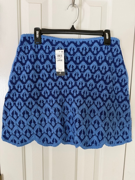 ON 34th Dresses & Skirts - ON 34th Sz Large Crochet Two-Tone Blue Skater Mini Skirt